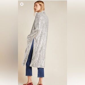 NWT Champagne Sequin Long Cardigan